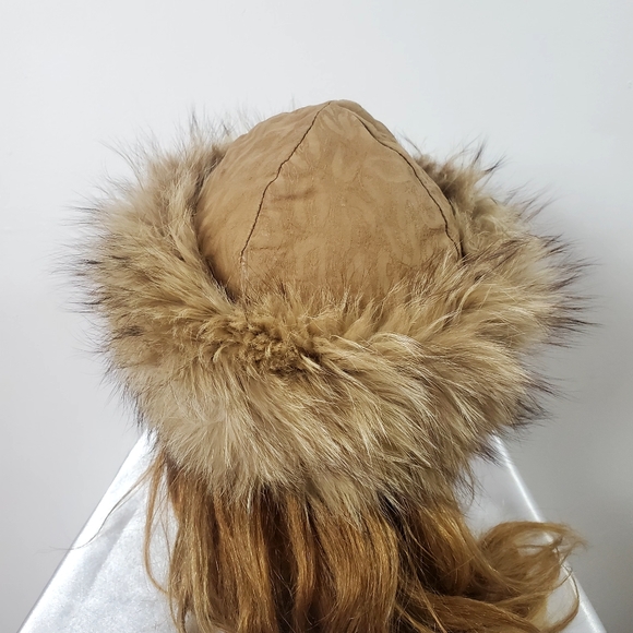 Vintage Mongolian Winter Coyote Fur Suede Fluffy Beanie Warm Thick Hat💚 - Picture 4 of 8